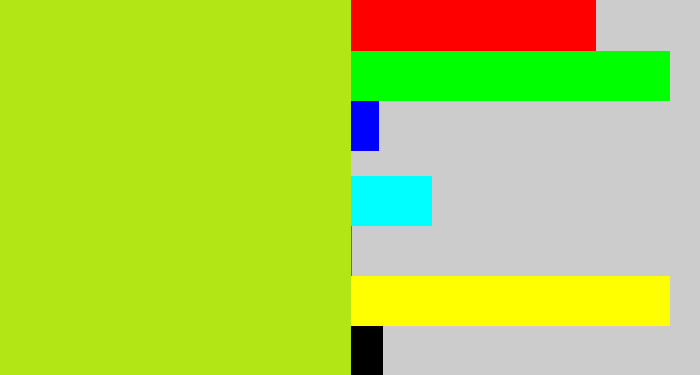 Hex color #b2e715 - yellowish green