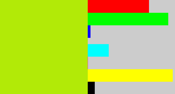 Hex color #b2ea07 - lemon green
