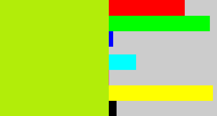 Hex color #b2ed09 - lemon green