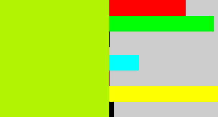 Hex color #b2f400 - lemon green