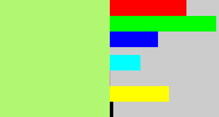 Hex color #b2f771 - light lime