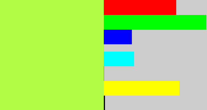 Hex color #b2fc45 - lime