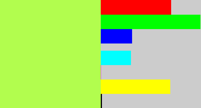 Hex color #b2fd4e - pale lime green