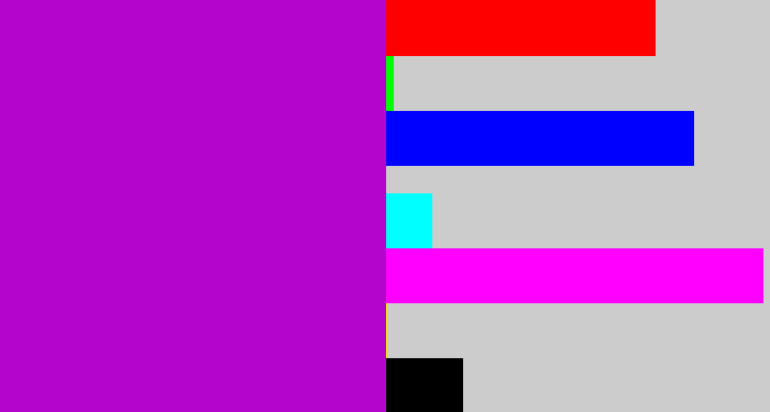 Hex color #b305cb - vibrant purple