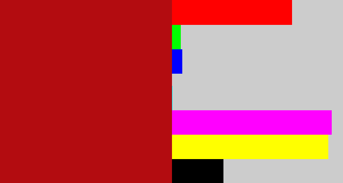 Hex color #b30c10 - darkish red