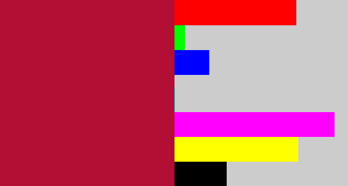 Hex color #b30f34 - rouge