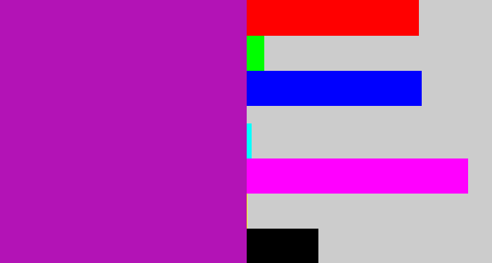 Hex color #b313b6 - barney