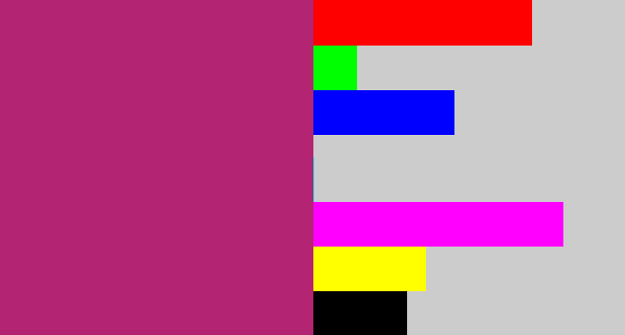 Hex color #b32472 - dark pink
