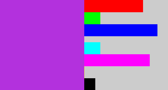 Hex color #b331dd - lightish purple