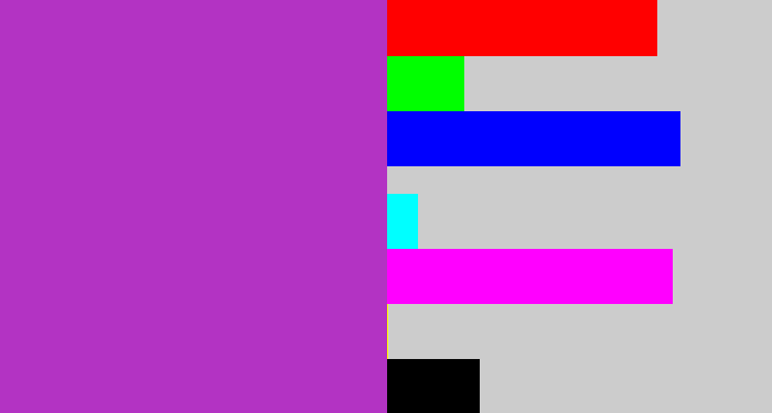 Hex color #b333c3 - purpley pink