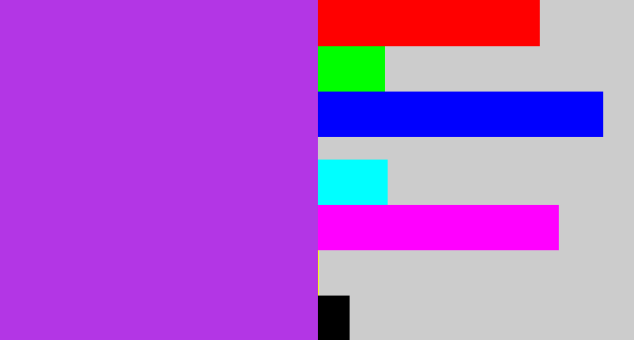Hex color #b336e5 - lightish purple