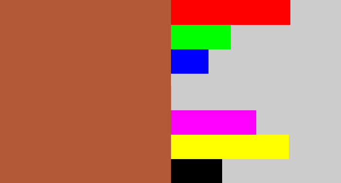 Hex color #b35938 - earth