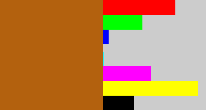 Hex color #b3610e - orangish brown