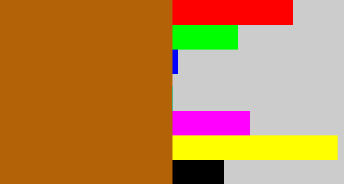 Hex color #b36208 - orangish brown