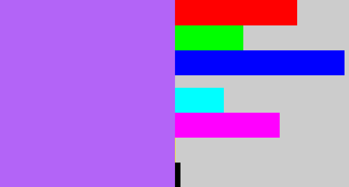 Hex color #b364f7 - light urple