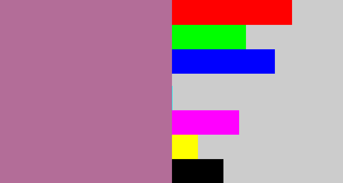 Hex color #b36d98 - mauve