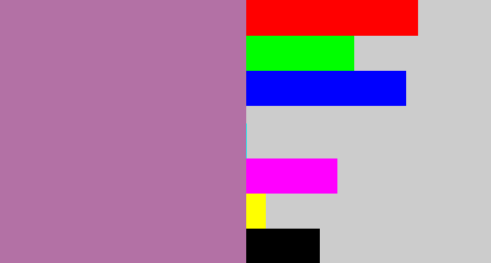Hex color #b371a5 - soft purple