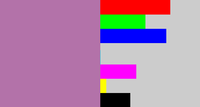 Hex color #b372a9 - soft purple