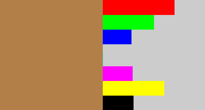 Hex color #b37f48 - tan brown