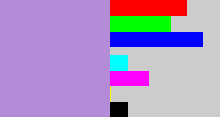 Hex color #b38bd6 - pale purple