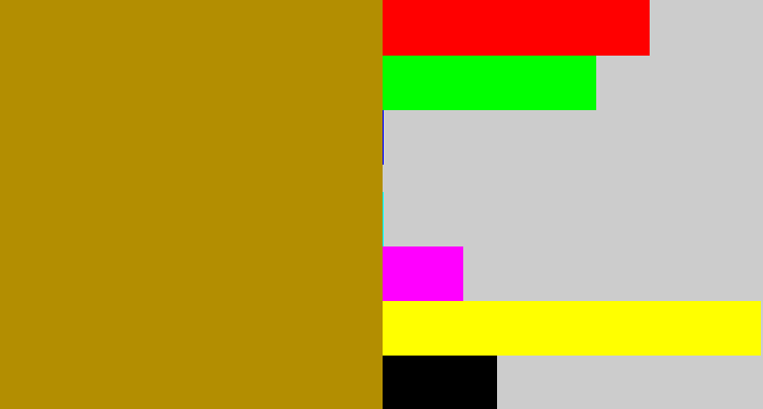 Hex color #b38e01 - yellow brown