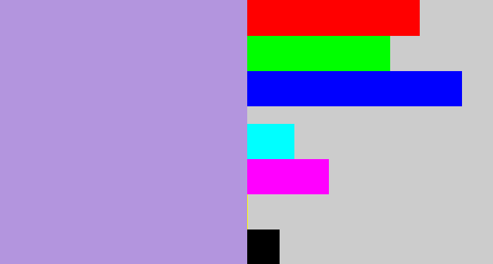 Hex color #b395de - pale purple