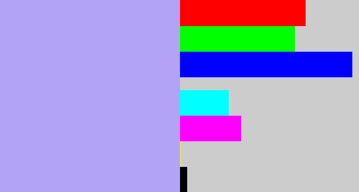 Hex color #b3a3f6 - lavender