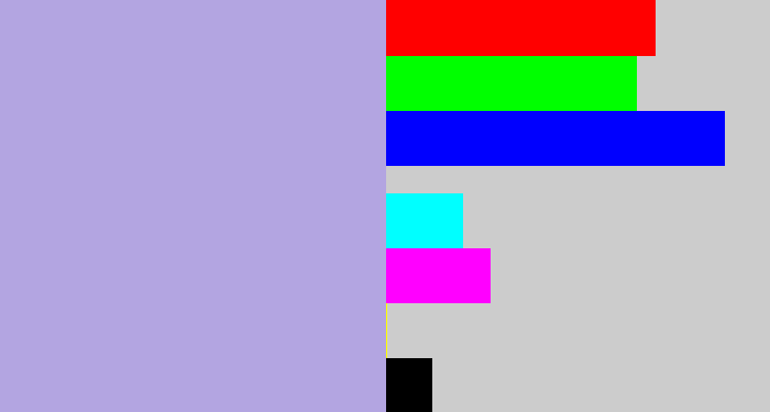 Hex color #b3a5e1 - pale purple