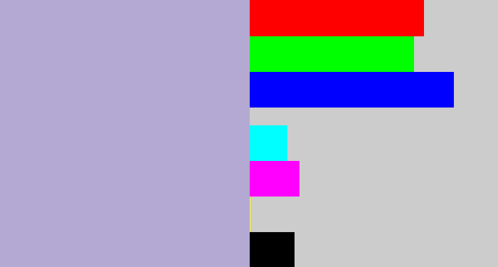 Hex color #b3a9d2 - pale purple