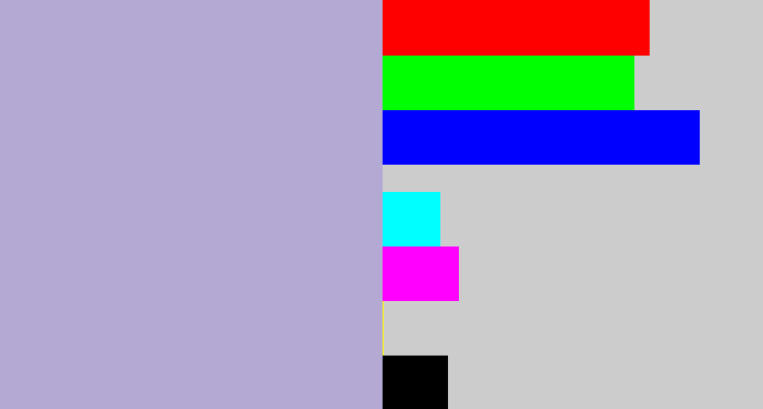 Hex color #b3a9d3 - pale purple
