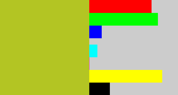 Hex color #b3c523 - pea