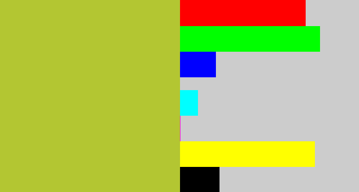 Hex color #b3c632 - pea