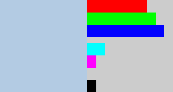 Hex color #b3cbe3 - light blue grey