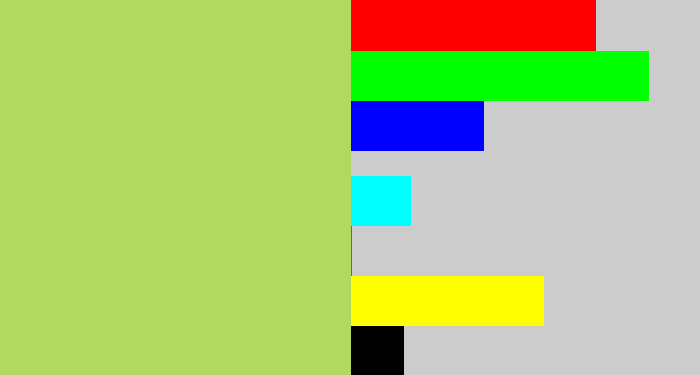 Hex color #b3d861 - pale olive green