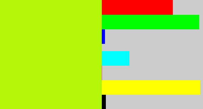 Hex color #b3f608 - lemon green
