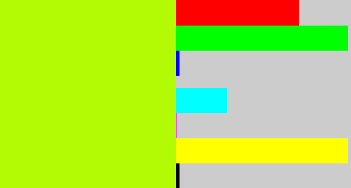 Hex color #b3fb05 - lemon green