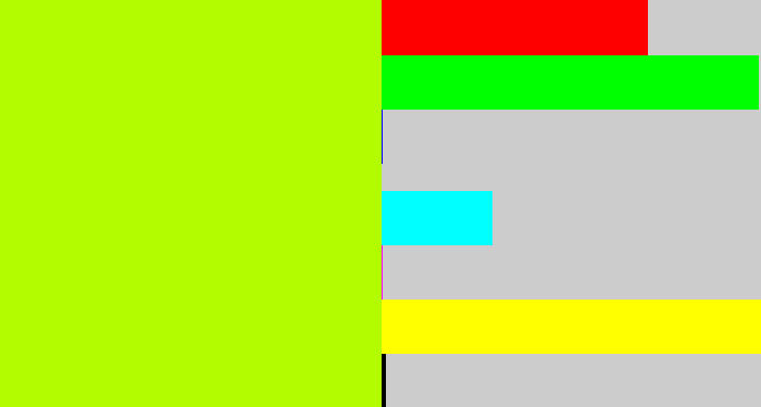 Hex color #b3fc00 - lemon green