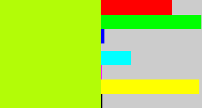 Hex color #b3fc07 - lemon green