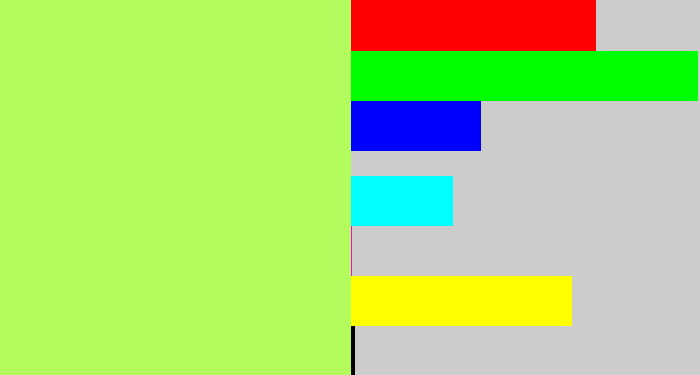 Hex color #b3fc5e - pale lime green