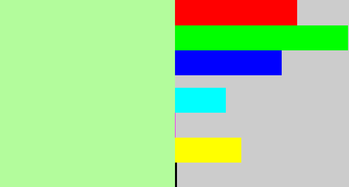 Hex color #b3fc9c - pale light green