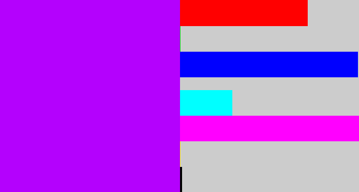Hex color #b401fd - bright purple