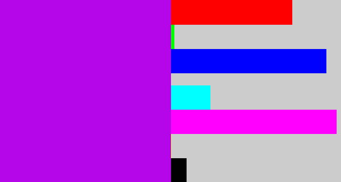Hex color #b406e9 - vibrant purple