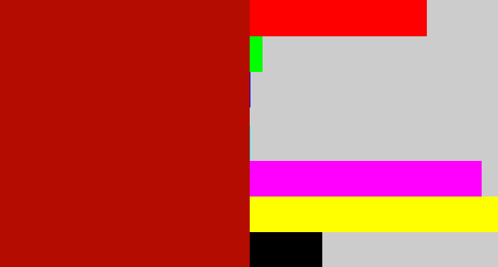 Hex color #b40c00 - darkish red