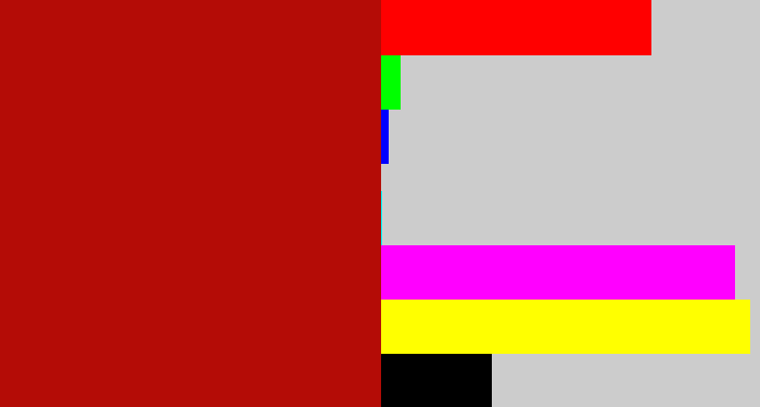 Hex color #b40c06 - darkish red