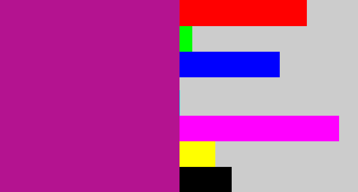 Hex color #b41390 - barney purple