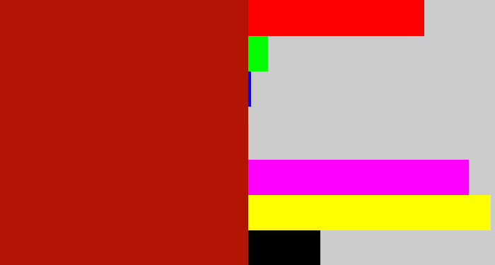 Hex color #b41403 - darkish red