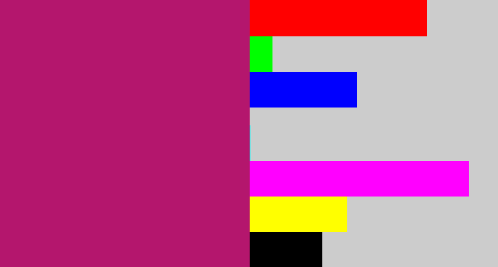 Hex color #b4166d - magenta