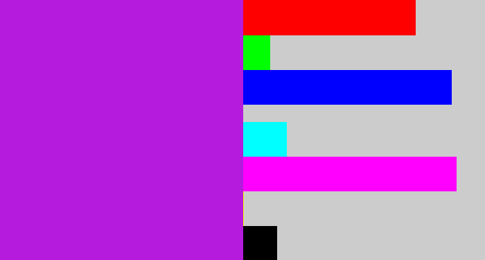 Hex color #b41bdc - vibrant purple