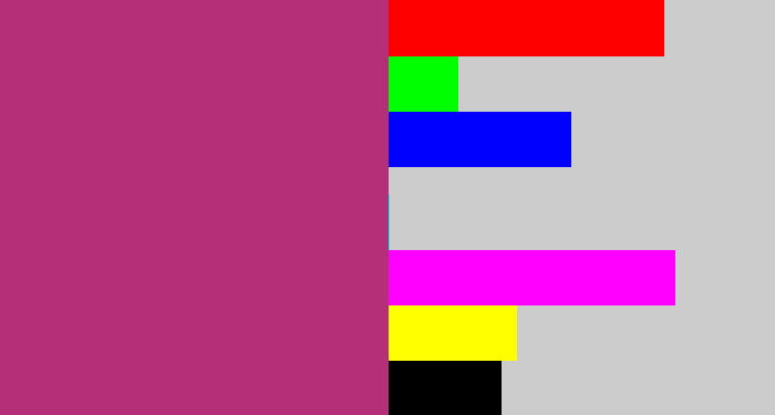Hex color #b42e78 - dark pink