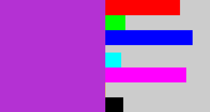 Hex color #b431d3 - barney